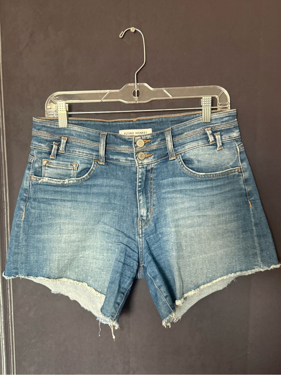 Flying Monkey Pants - Flying Monkey Women's Frayed Hem Denim Shorts - Light Blue Wash